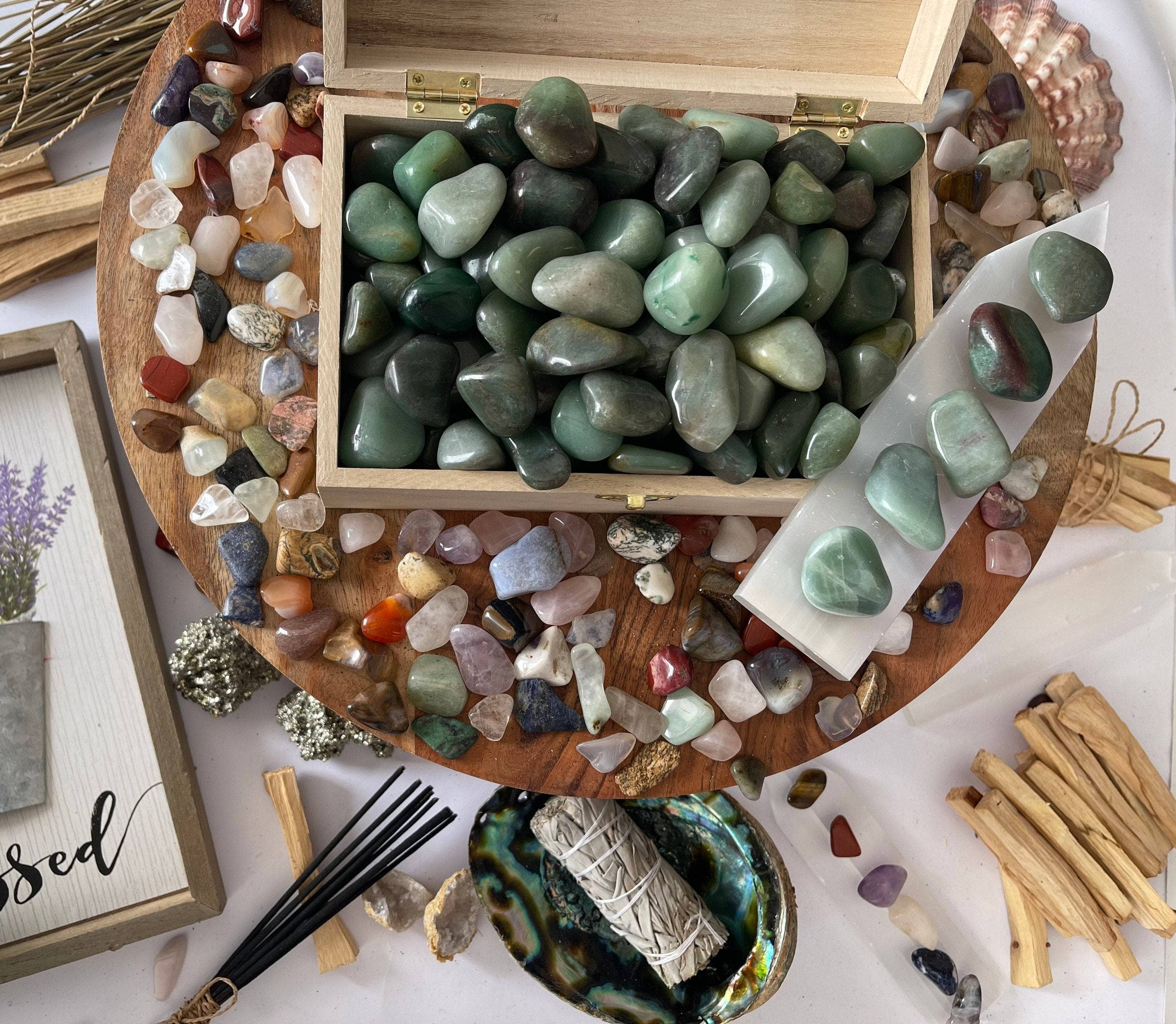 CaNatureLover - Wholesale Spiritual Stone/Crystal - Tumbled Green Aventurine Crystal Healing Tumbled Stone , 1-1.5 inch Bulk Large Natural Tumbled Polished Brazilian Gemstone Healing Crystals7