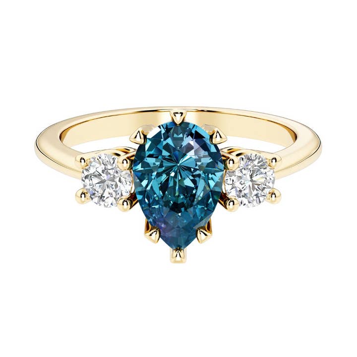 14k Gold 2 Ct Pear Shape Alexandrite & Diamond Ring for wholesale by DV Custom Jewelry USA