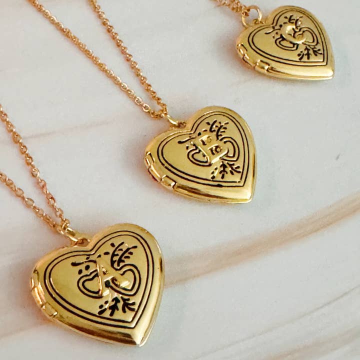 Ellison+Young - Wholesale Locket Necklace - Nostalgic Heart Initial Open Locket Necklace