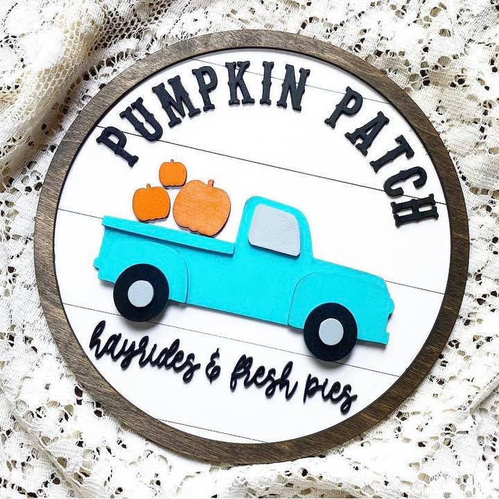 Pumpkin Patch 3d Truck Door Hanger for wholesale by Little Country Cottage LLC