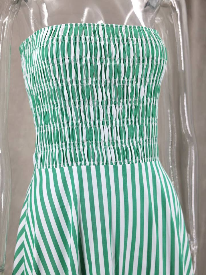 HIDDENBRAND - Wholesale Dress - Women's - Summer Coconut striped Strapless Dress