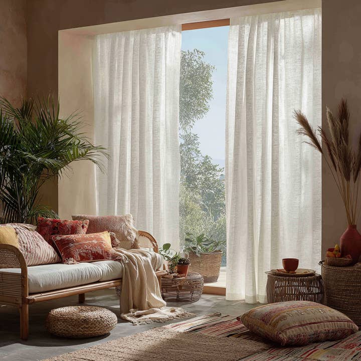 Witte linnen doorzichtige gordijn voor wholesale door North Curtain