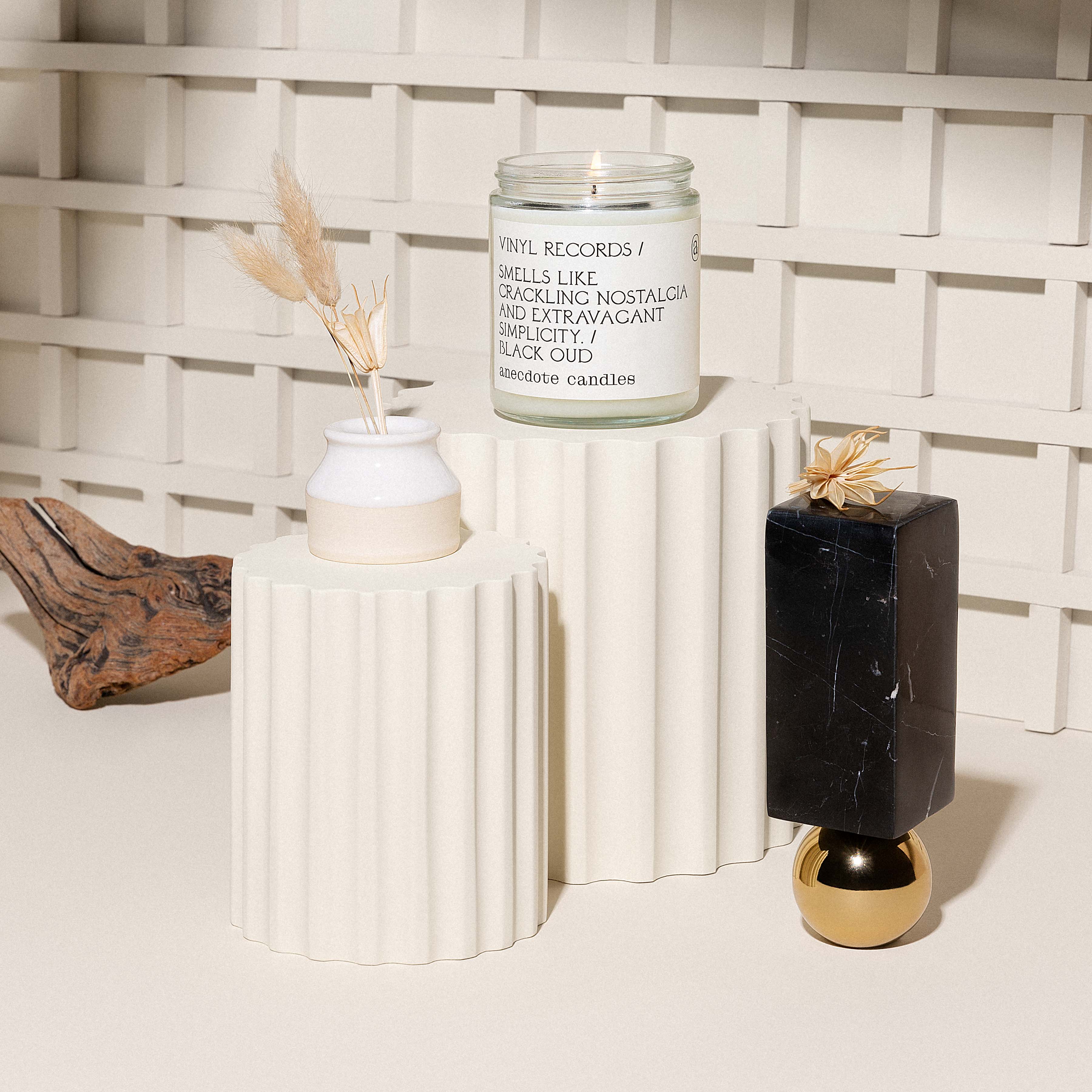 Anecdote Candles – Vela em jarro/copo por atacado – Vela Vinyl Records (Black Oud)5