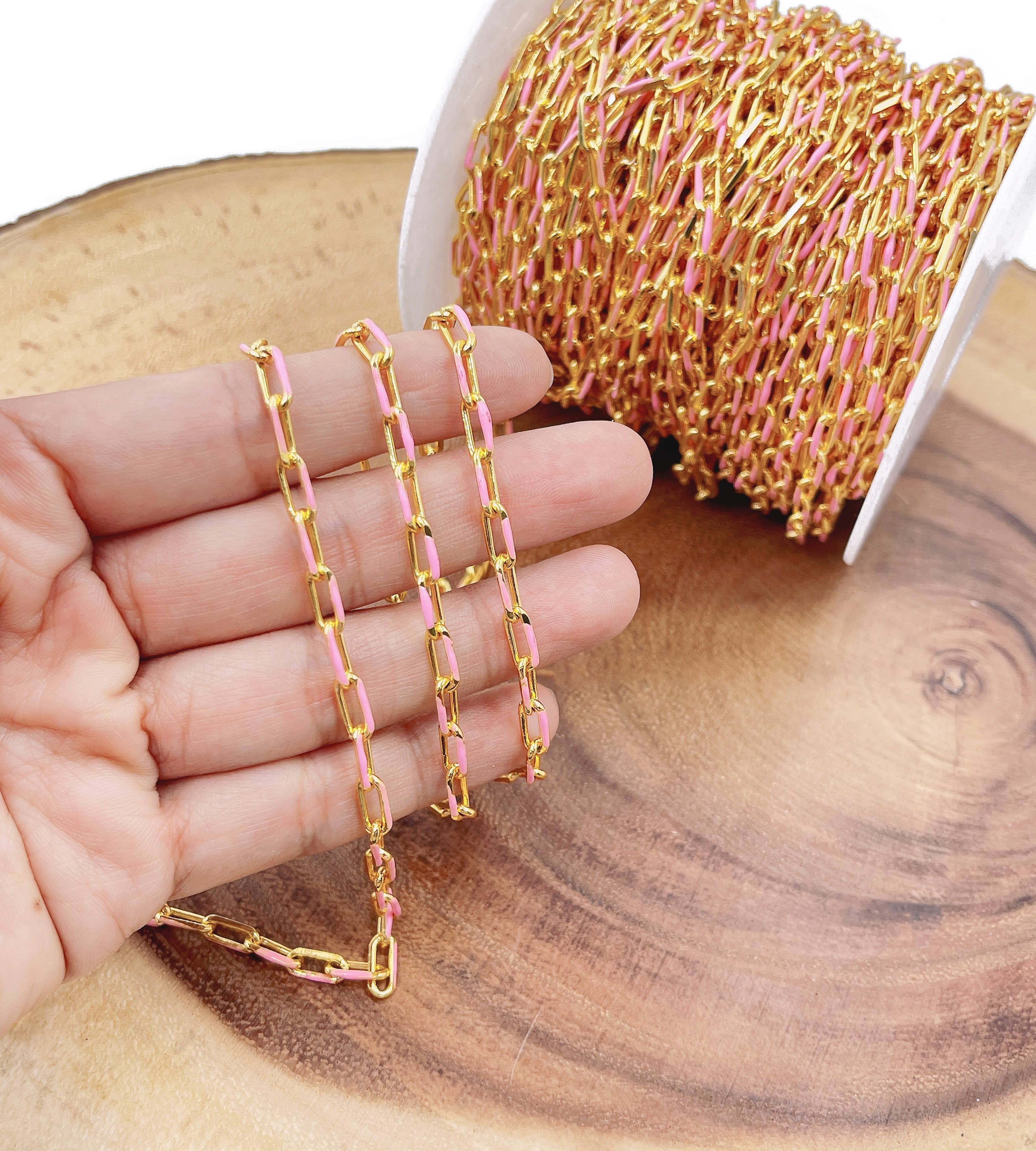 Beads Creation - Wholesale Link & Chain Necklace - Enamel Paperclip & Chevron Link & Chain Necklace by Foot6