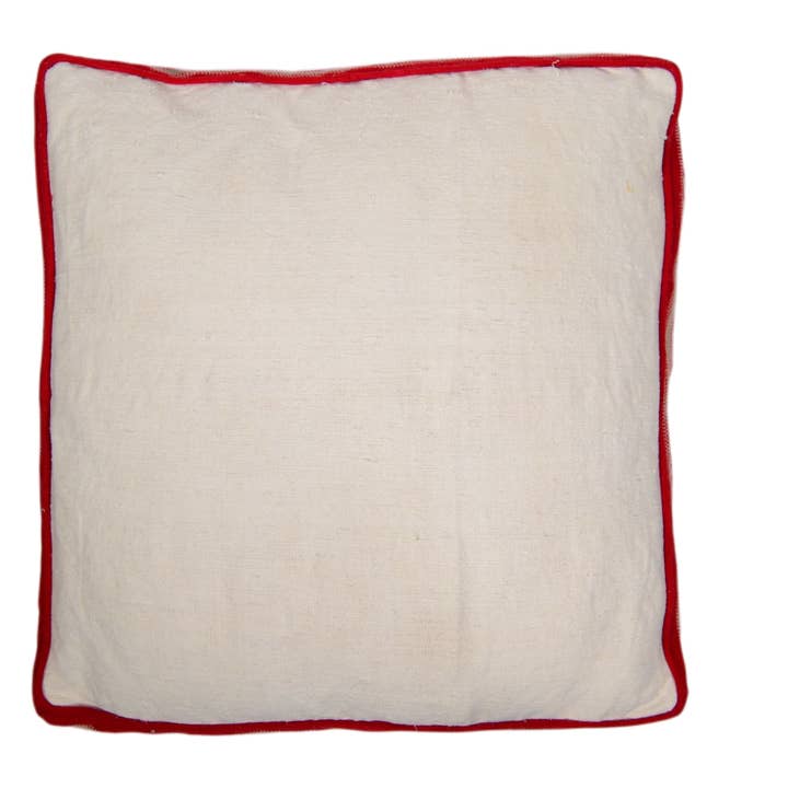 Coussin ancien tissé à la main avec bord en coton bulgare - P478 pour la vente par Lineage Botanica