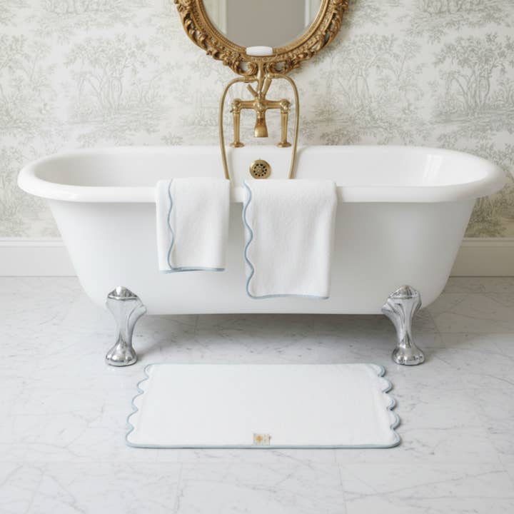 Lotus Linen – wholesale Bath mat – Luxury Scallop Piping Cotton Bath Mat95