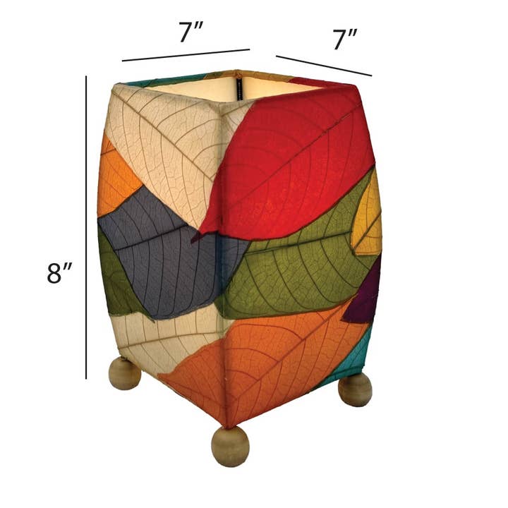 Eangee Home Design - Wholesale Accent/Desk Lamp - Mini Square Cocoa Leaf Lamp Multi Color, Shade Real Leaves