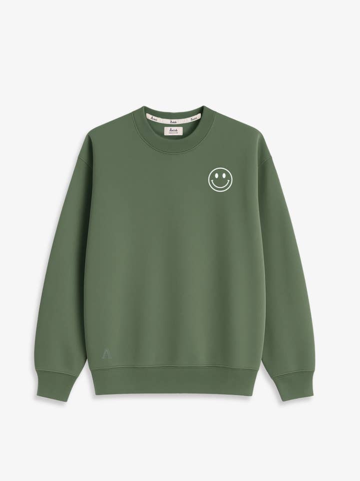 UNISEX SWEATSHIRT OLIVE GREEN | SMILE for wholesale by Anitials