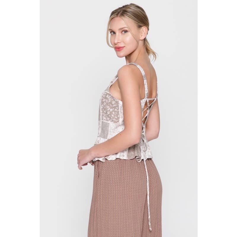 IVE - Wholesale Camisole - Women's - Elastic Shoulder Straps Peplum Cami Top1