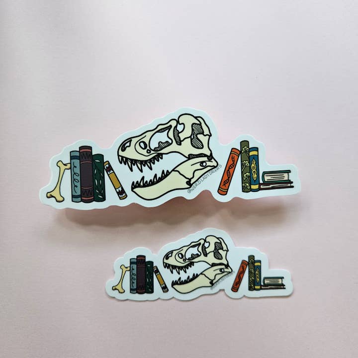Nerd Lady Designs - Wholesale Phone & Laptop Stickers - Dinosaur Bookstack Sticker7