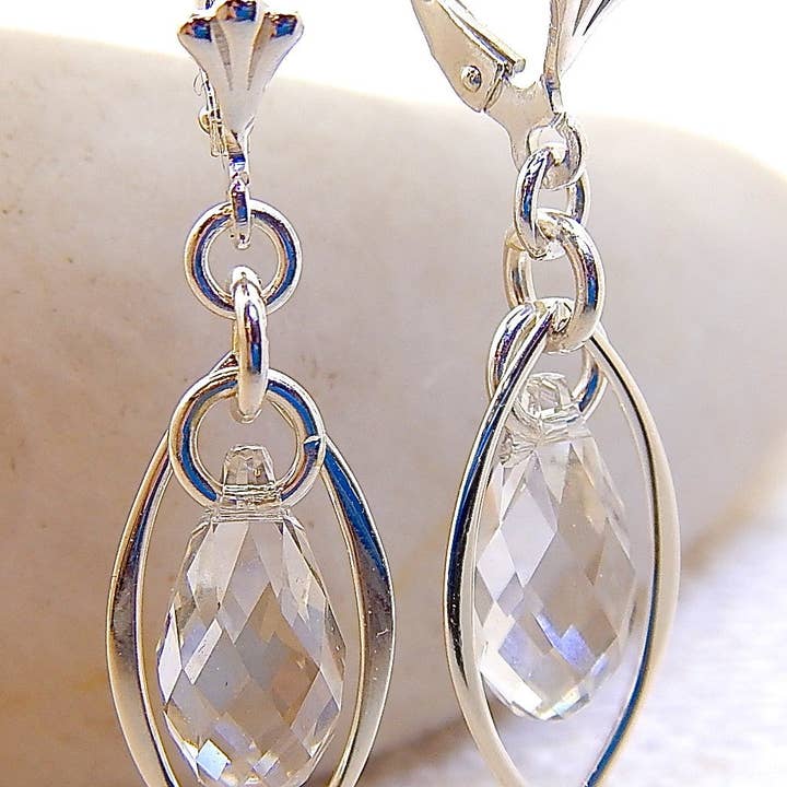 Valerie Earrings - Caged Swarovski for wholesale by Howling Dog Artisan Jewellery