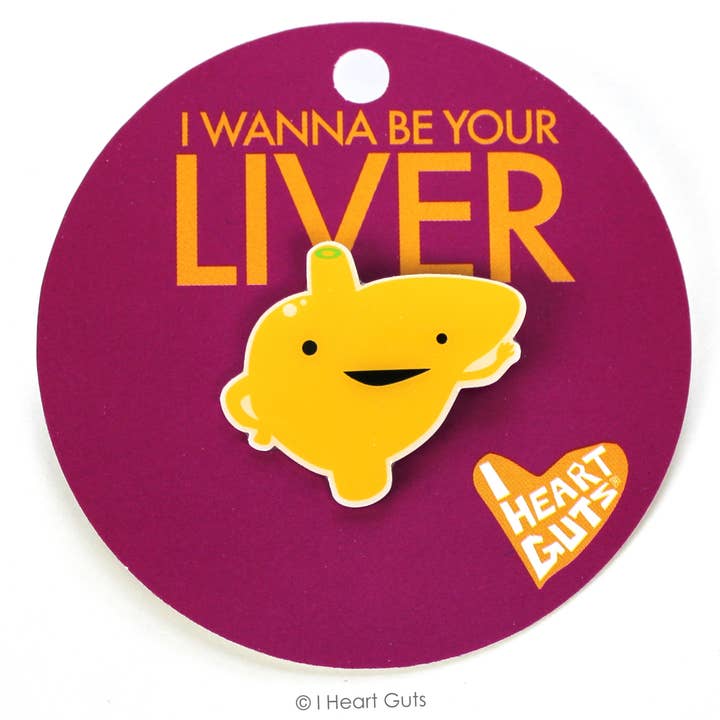 Liver Lapel Pin - I Wanna Be Your Liver for wholesale by I Heart Guts | Organ Plushies Wholesale