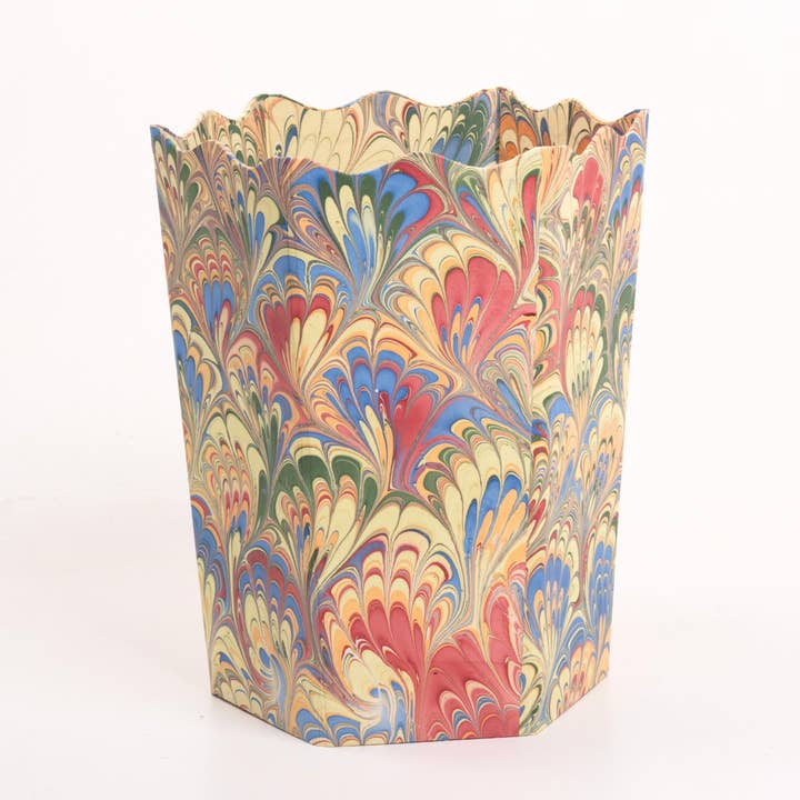 Hand-Marbled Scallop Waste Bin / Storage Bin in Multicolor and other Purchase Wholesale bins. Free Returns & Net 60 Terms on Faire trending on Faire.