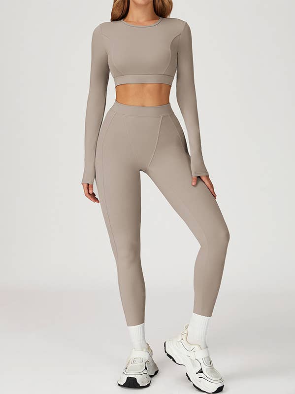 Round-neck long-sleeve fitted top+HIGH WAIST LEGGINGS 2-PIEC and other Purchase Wholesale activewear sets. Free Returns & Net 60 Terms on Faire trending on Faire.
