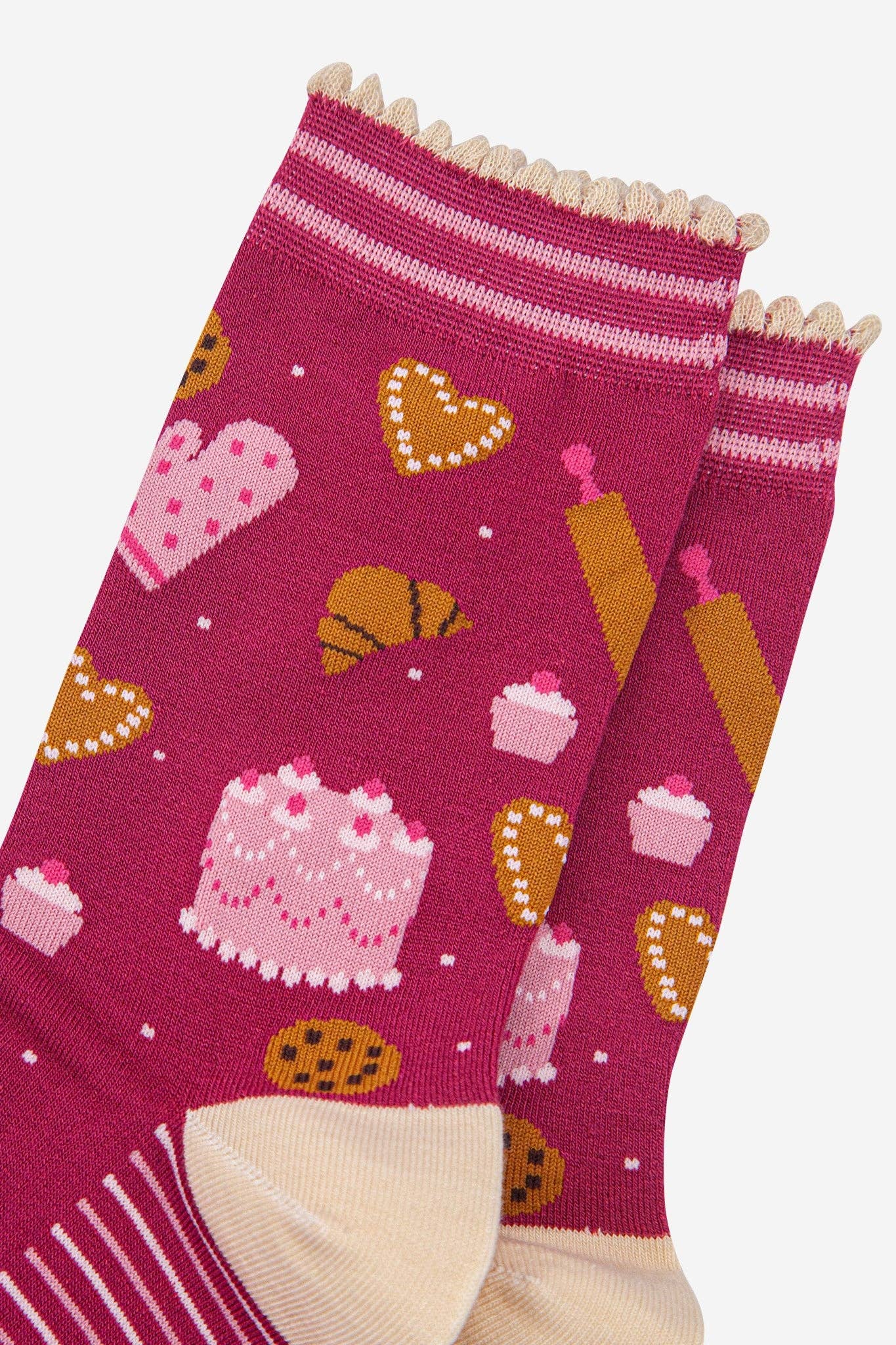 Sock Talk - Wholesale Socks - Women's - Women's Bamboo Socks - Raspberry/Light Pink, Baking2