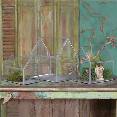 HomArt - Wholesale Terrarium - Pierre Cottage Glass Terrarium - Large - Grey Antiq2