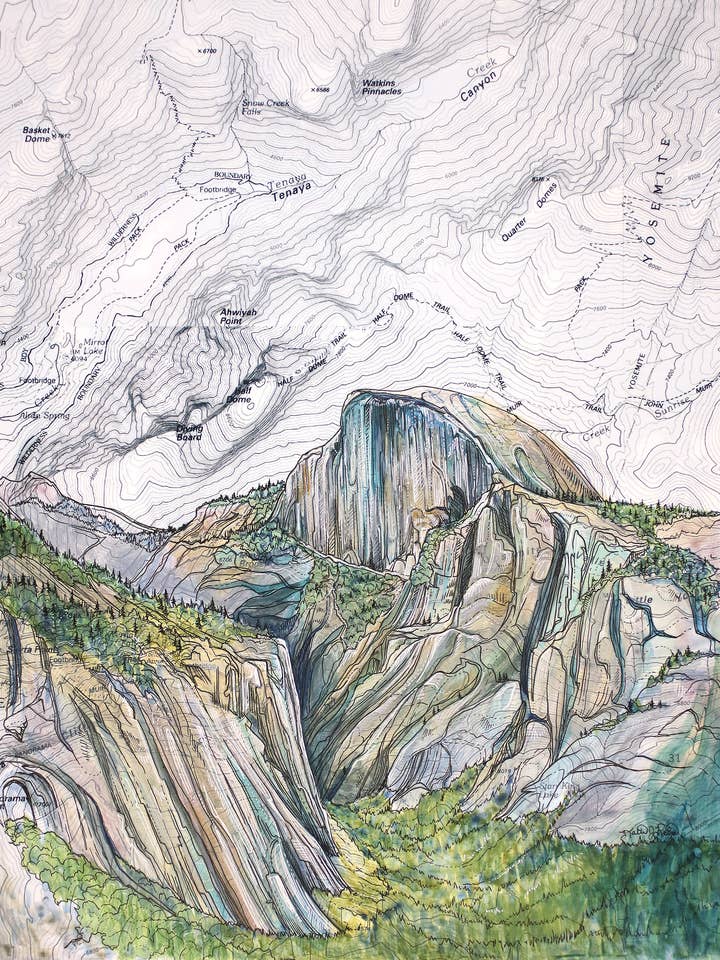 Half Dome, Yosemite konsttryck för wholesale av Final Switchback by Katie Jeanne Reim