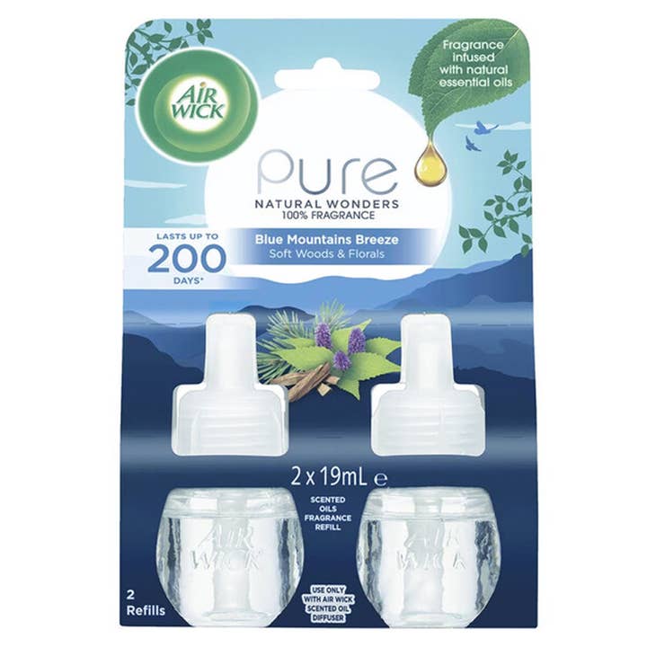Air Wick Olie Refill 19mL 2-pak Blå Bjergbrise for engroshandel hos Deluxe Import Trading