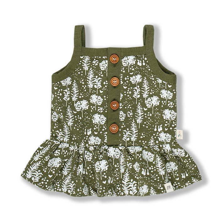 Bomuldhale Print Peplum Knap Tank for engroshandel hos Little Road Co.