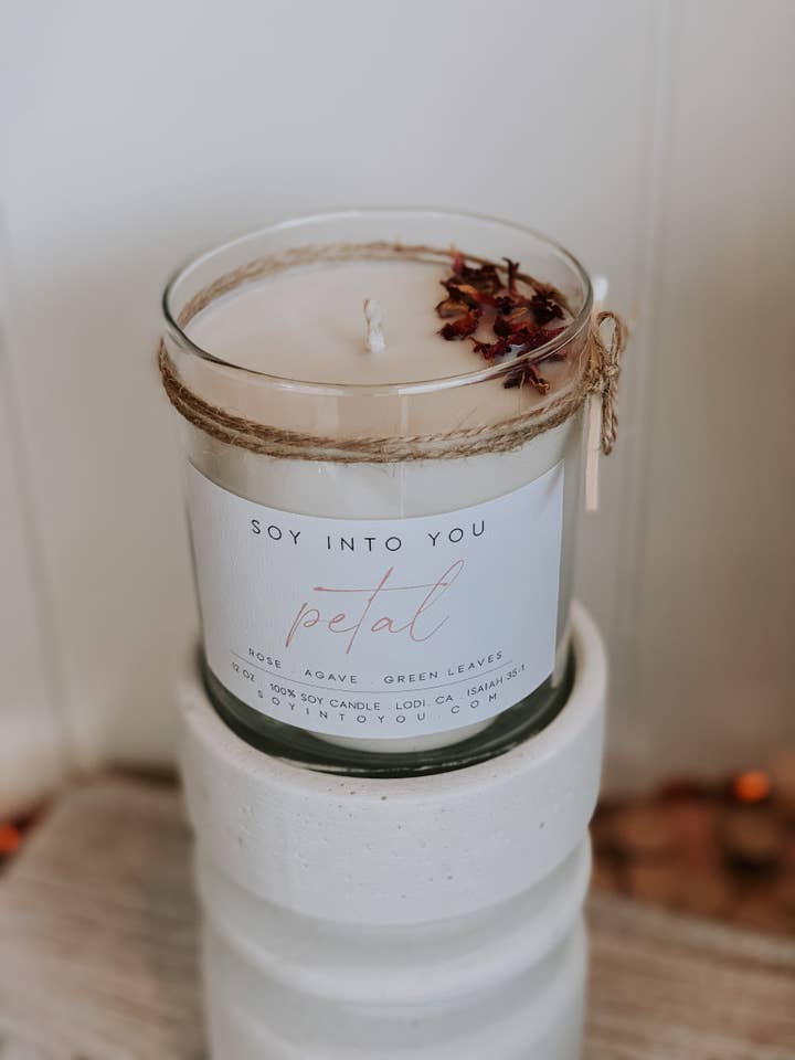 Petal 12 oz. Floral Fragrance Soy Candle for wholesale by Soy Into You®