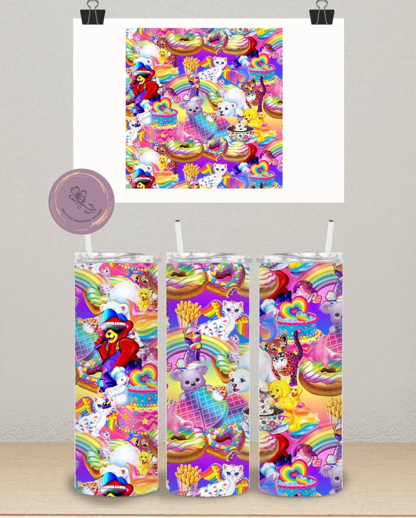 Drifting Dogwood Designs - Wholesale Insulated Mug/Tumbler - Lisa Frank Tumbler1