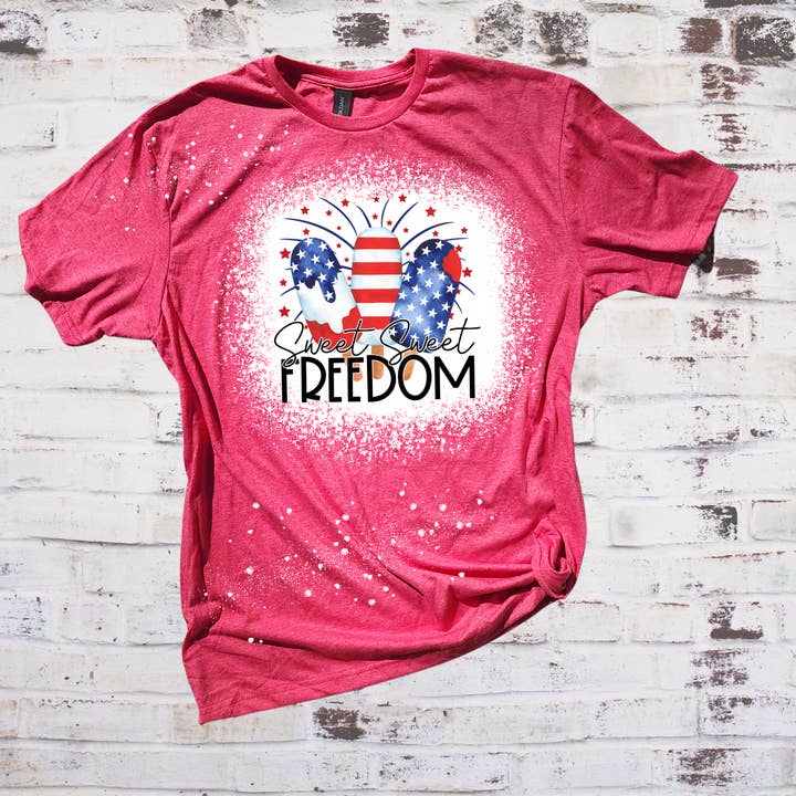 Sweet sweet freedom shirt, bleached shirt, patriotic shirt, for wholesale by Ducky's Closet
