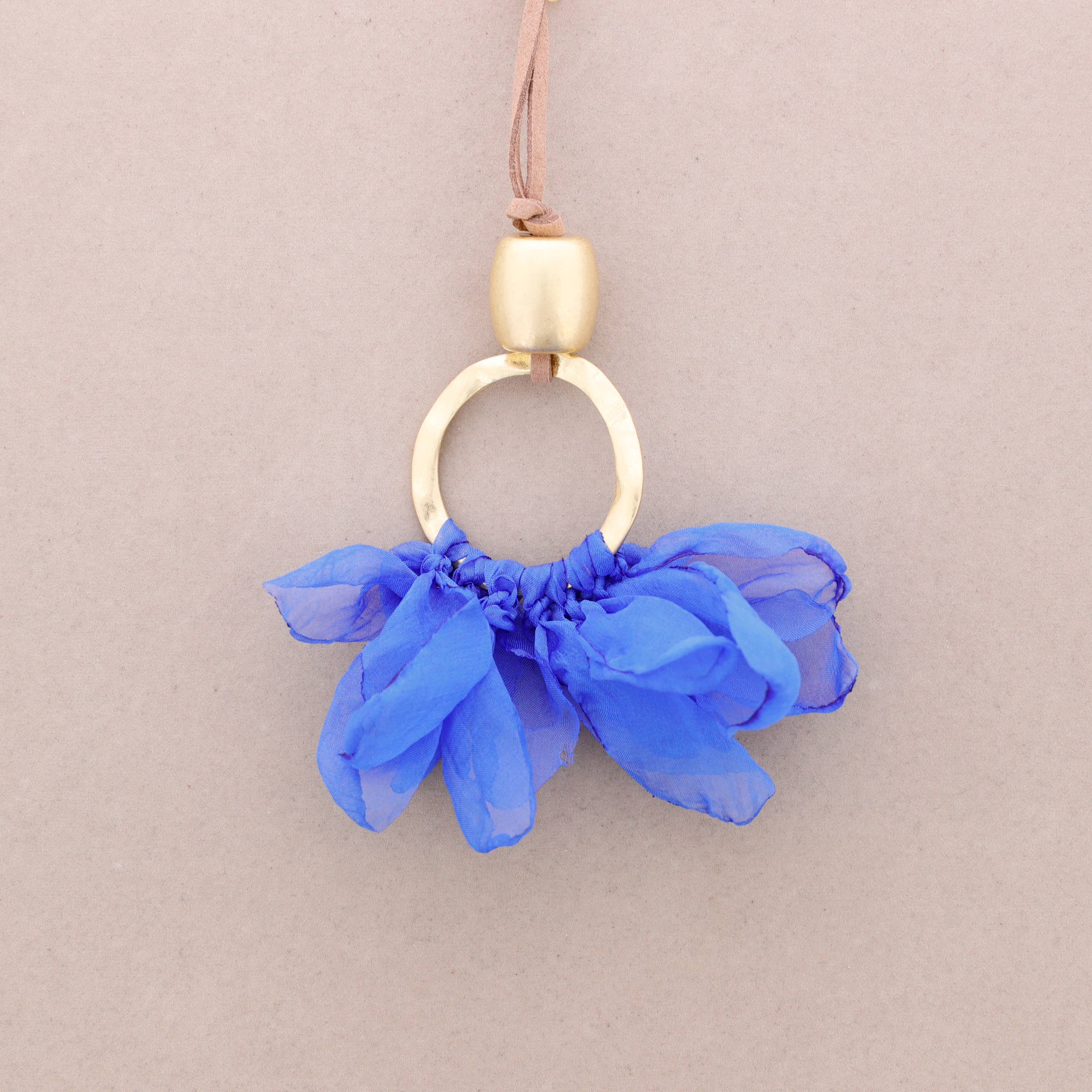 Sonata - Wholesale Halskettinghanger - Halsketting met lange ronde hanger, metaal, bloemenstof7