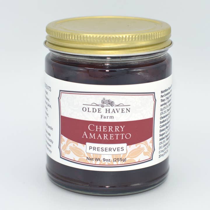 Conserves d'amaretto aux cerises 9 oz pour la vente par Olde Haven Farm