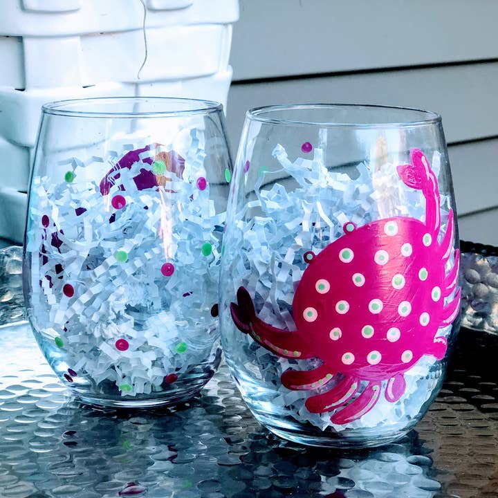 Kricket Lane Designs - Wholesale Wine Glass - Sea Life Stemless Wine Glasses1