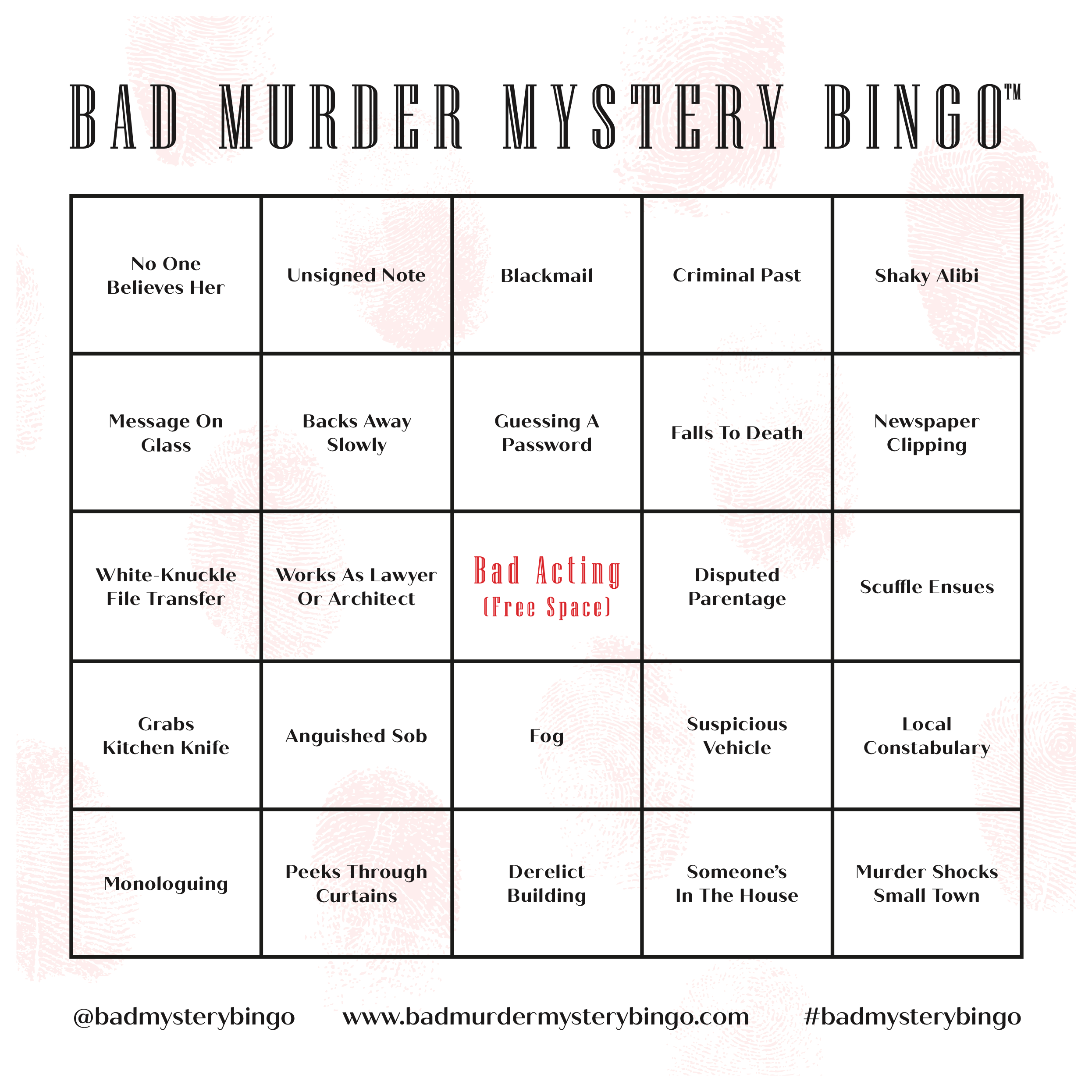 Bad TV Bingo - Vente Jeux de société - NOUVEAU ! Bingo™ de Mauvais Mystère de Meurtre (Unité Individuelle)1