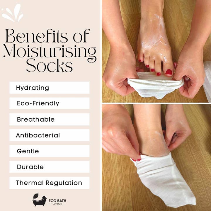 Eco Bath London - Wholesale Moisturizing Socks - Eco Bath London Moisturising Socks - 1 Pair, Breathable Soft Foot Moisturiser Socks for Overnight Hydration2