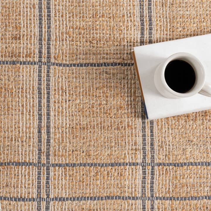 Natural Oscar Plaid Jute Area Rug for wholesale on Faire