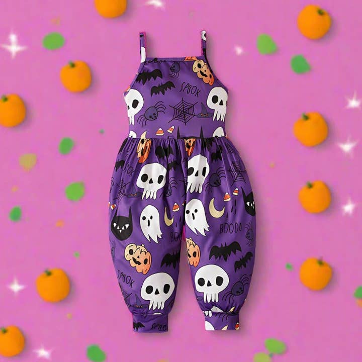 Baby Kid Girls Color-blocking Cartoon Halloween Jumpsuits for wholesale by KiddieKickz