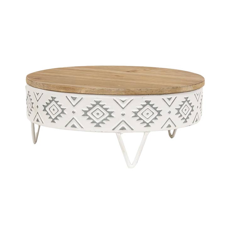 Col House Designs - Wholesale Desk Riser - 2/Set, Aztec White Metal & Wood Risers2