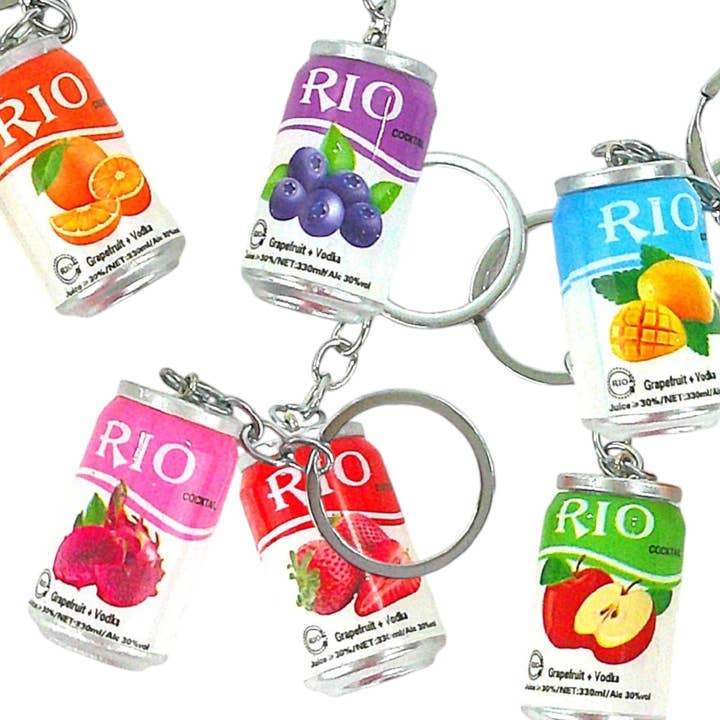 ASSORTED Rio Fruits Soda Can Key Chain KC1013-20 (12PC) for wholesale on Faire2