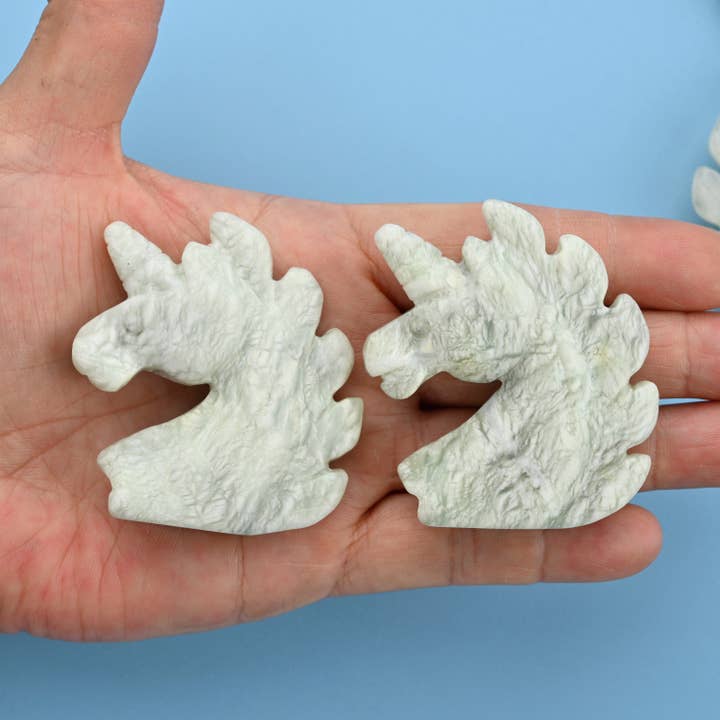 2" Natural New Jade Carved Unicorn Gemstone Figurine for wholesale by ilovebeadsusa