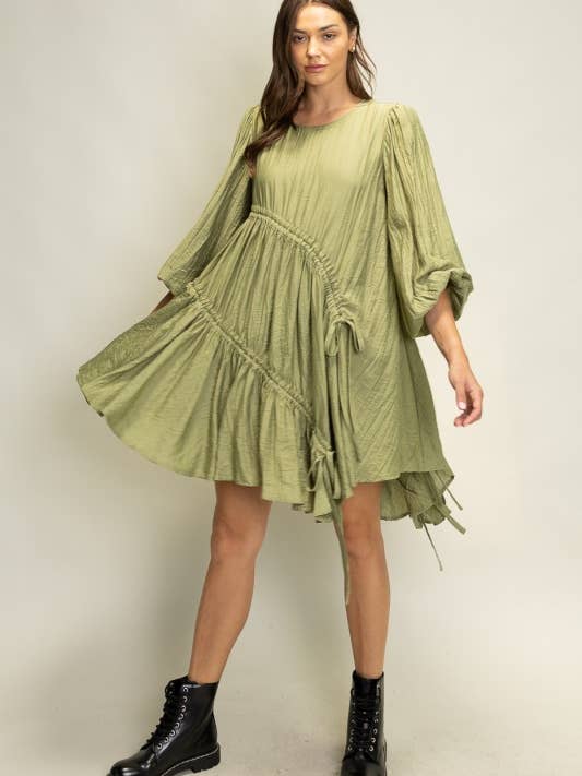 Heyson - Wholesale Jurk - Dames - JOD1239_C Mini Jurk met Textuur en Gerimpeld Detail11