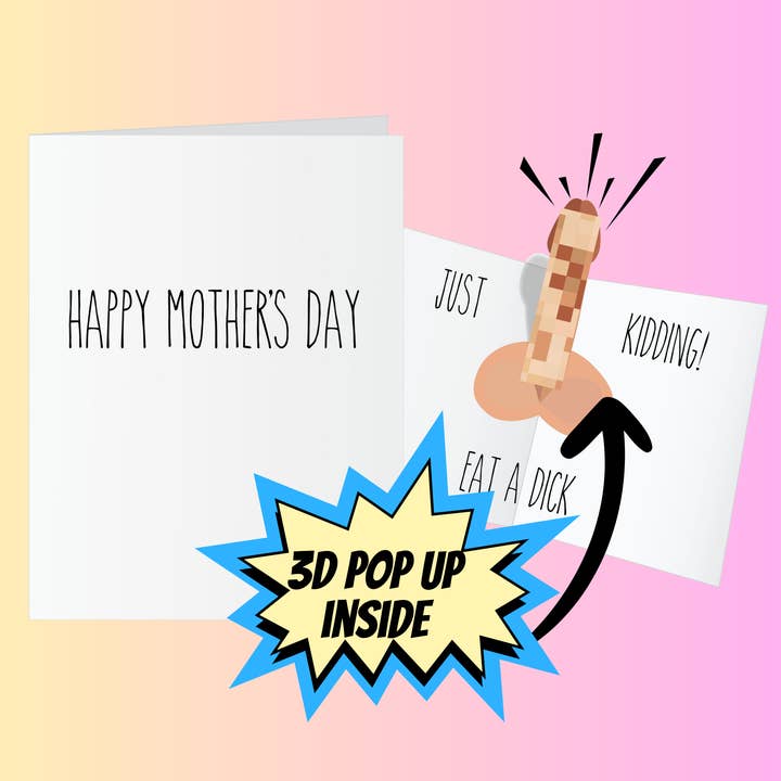 Funny Mother's Day Card - Pop Up Dick Inside for wholesale by Crude Cat Cards