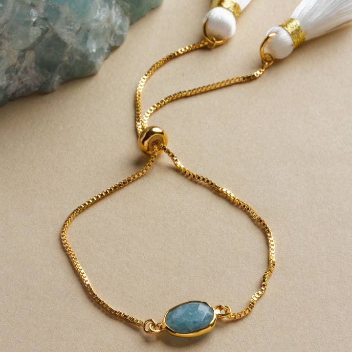 Luna Norte - Wholesale Charm/Dangle Bracelet - On the Fringe Adjustable Bracelet - Aquamarine