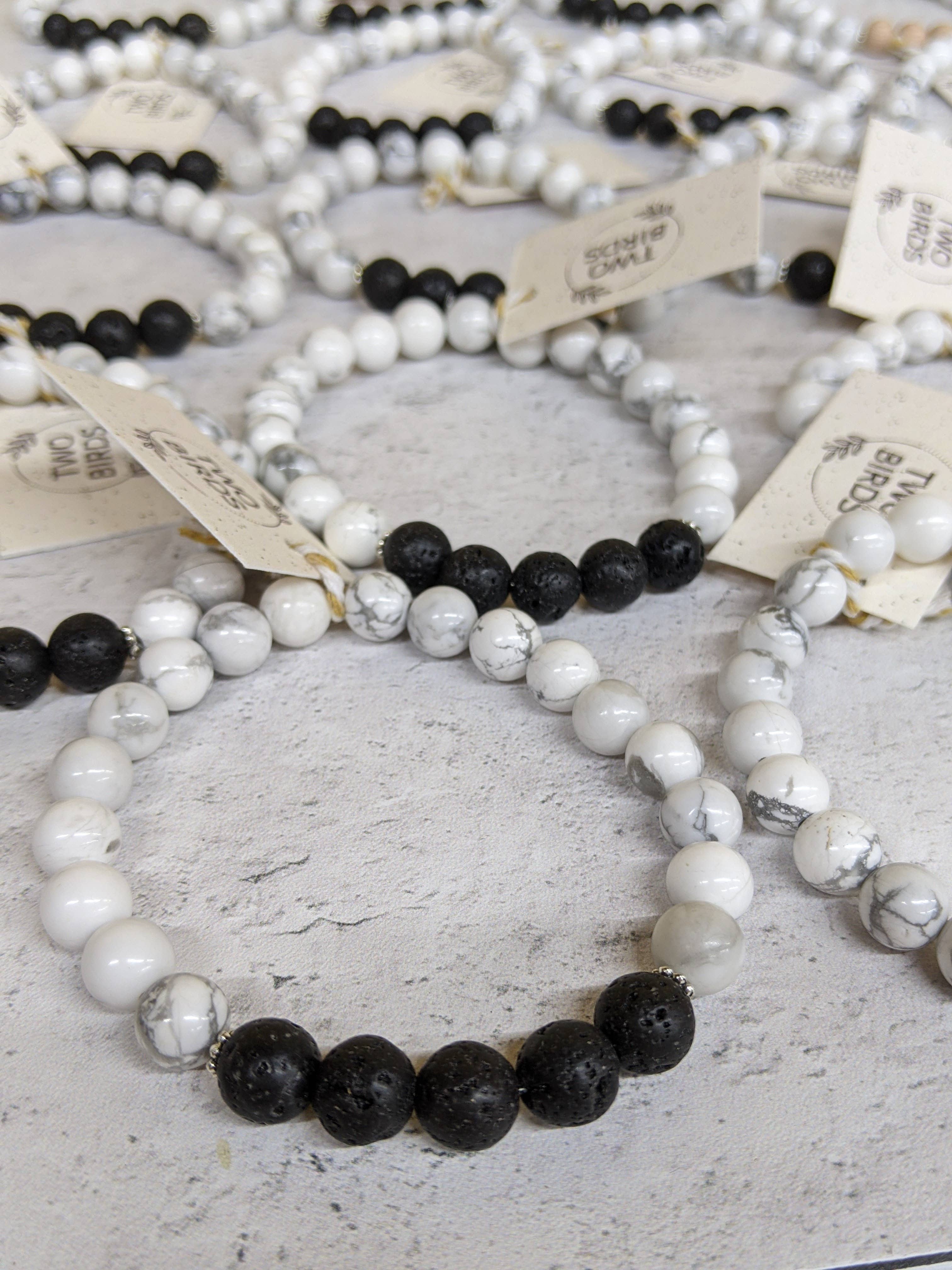 Two Birds Eco Shop - Wholesale Aromatherapy Bracelet - Marble Howlite & Lava Rock Diffuser Bracelet4