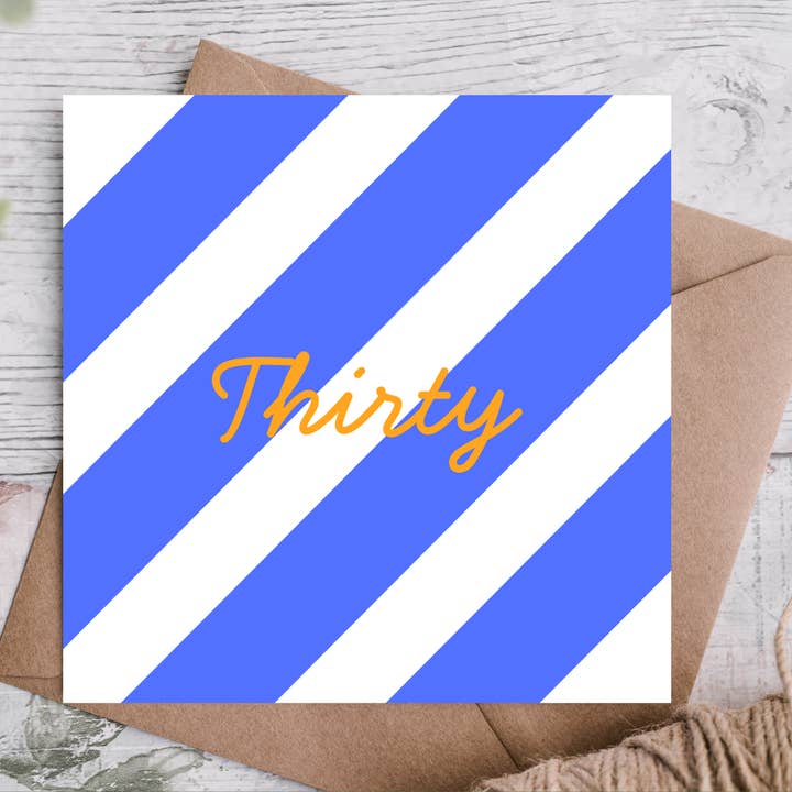 Highgrove Cards - Wholesale Birthday card - Thirty Striped Birthday Card