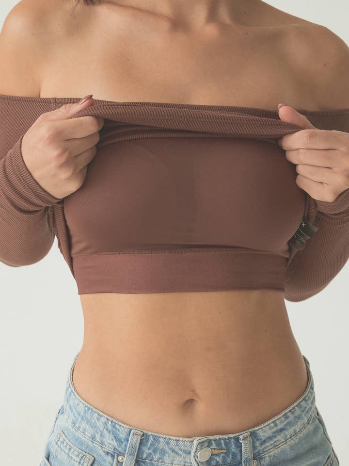 Klassy - Wholesale Knit Top - Women's - Ribbed Off The Shoulder Brami4