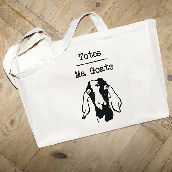 Second Nature by Hand - Wholesale Tote Bag - Unisex - Totes Ma Goats // Large Natural Tote Bag