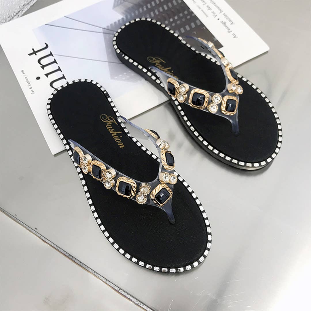 UNISHE – wholesale Slippers – Women's – Summer Rhinestone Thong Sandals Flip Flops ZK32741