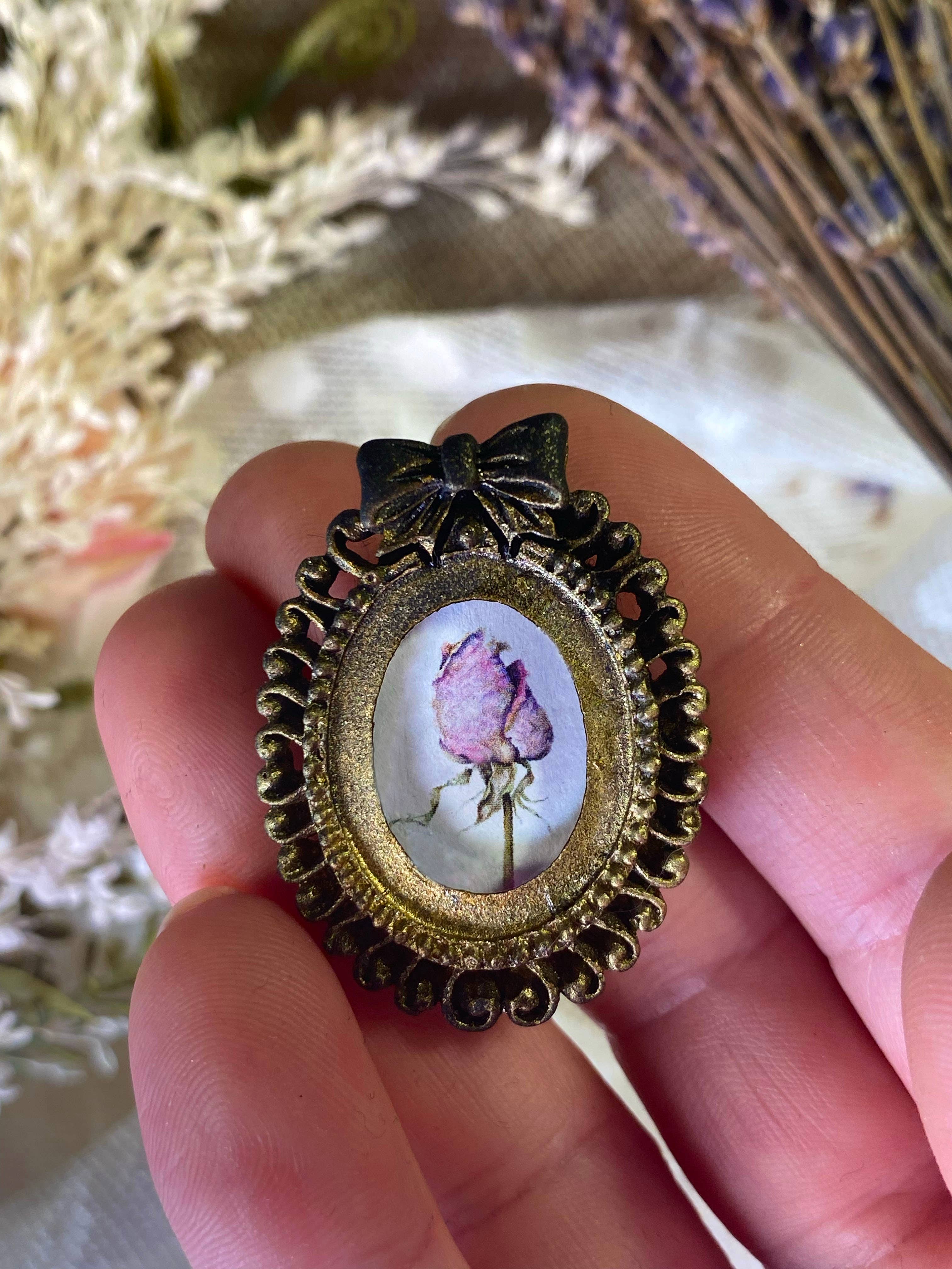 Zoe Cone - Wholesale Magnet - Purple Dried Rose Extra Mini Vintage Framed Magnet2