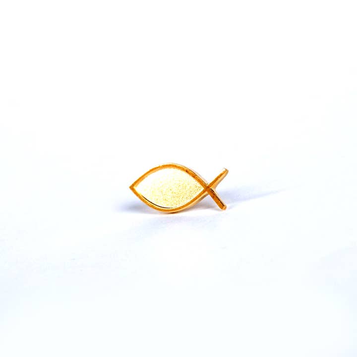 Swanson Christian Products - Wholesale Lapel Pin/Button - Lapel Pin Christian Fish - Gold - 6pk