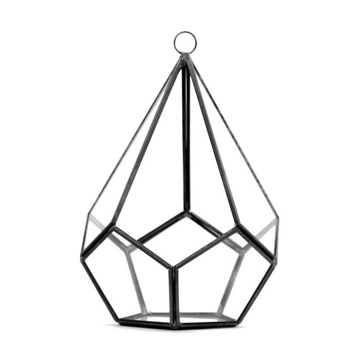 WGV Black Tear Drop Geometric Terrarium - 8"H for wholesale by WGV International