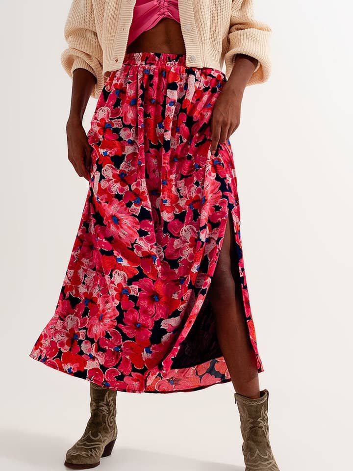 Fucsia Gonna con stampa floreale rosa acceso in vendita all'ingrosso su Faire1