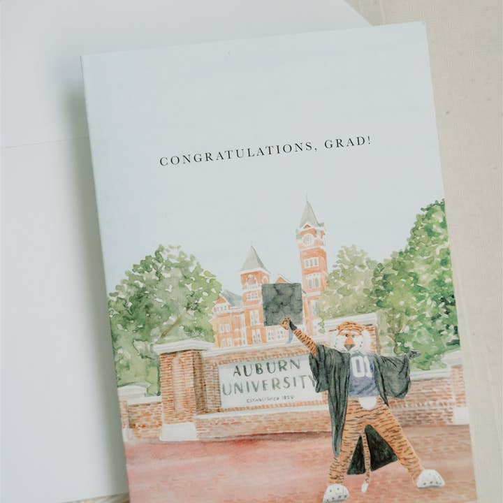 Gracefully Made Art – wholesale Graduation card – "Congratulations, grad!" Auburn Graduation Greeting Card2