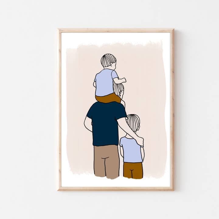 Father of two Sons Wall Art for wholesale by Brown Budapest
